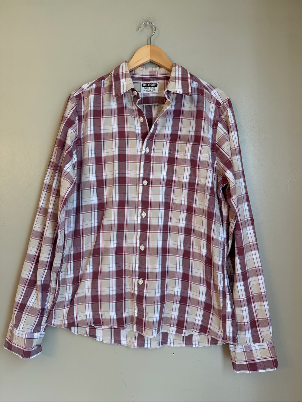 Vintage Hollister Mens Western Button Front Shirt L Plaid Cowboy Rodeo Retro
